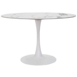 Mesa Saarinen Mármore Artificial Oval Branca