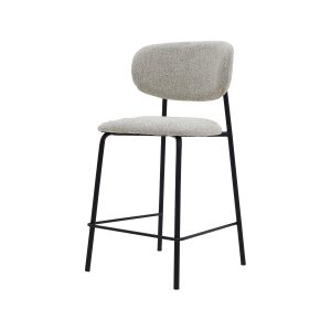 Banqueta Helen Base Metal Estofada Linho